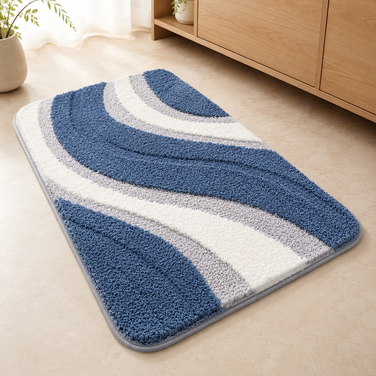 Tapete para banheiro Ondas Azul em ambiente de banheiro