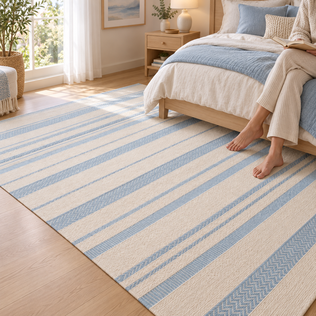 Tapete Chevron Ellegance Azul em ambiente decorado