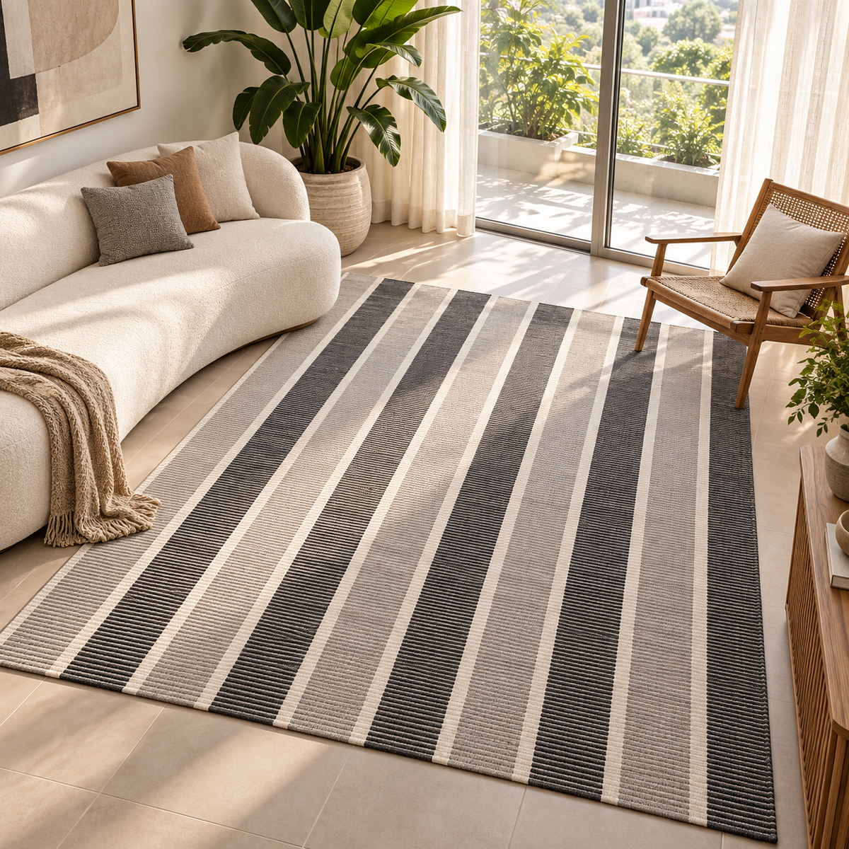 Tapete Mandacaru Cinza em ambiente decorado