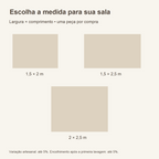 Guia de medidas: 1,5 × 2 m; 1,5 × 2,5 m; 2 × 2,5 m