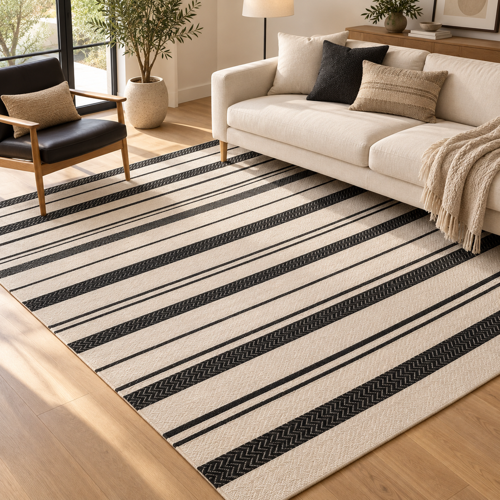 Tapete Chevron Ellegance Preto em ambiente decorado