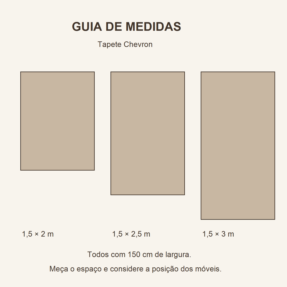 Guia Chevron: 1,5 × 2 m; 1,5 × 2,5 m; 1,5 × 3 m