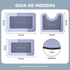 Guia Home: peça maior 50 × 81 cm, recorte em U 50 × 60 cm, peça menor 43 × 60 cm; espessura 3 mm