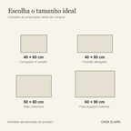 Guia proporcional dos quatro tamanhos do tapete para banheiro